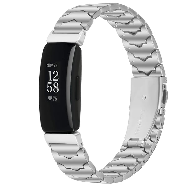 Batman ruostumattomasta teräksestä valmistettu ranneke, yhteensopiva Fitbit Inspire 1/HR/Inspire 2 kanssa - Hopea