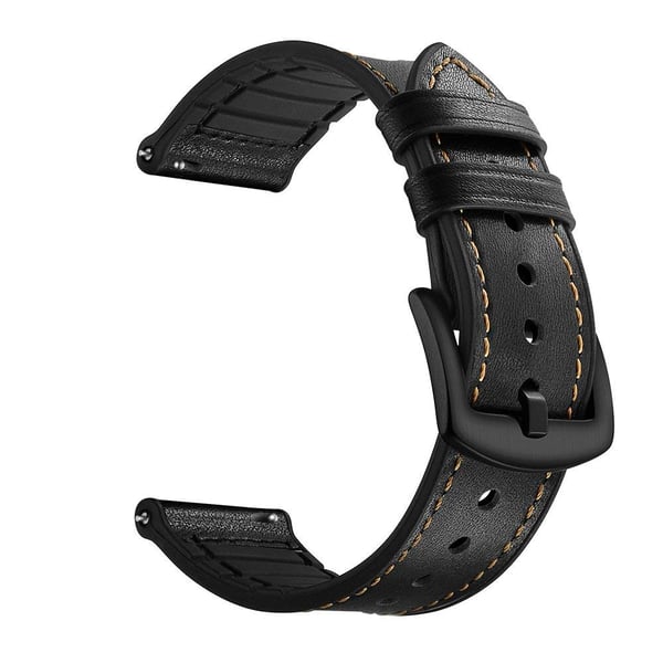 Klokkereim i sort lær til Samsung Gear S3 Classic, Frontier, Galaxy Watch 22 mm