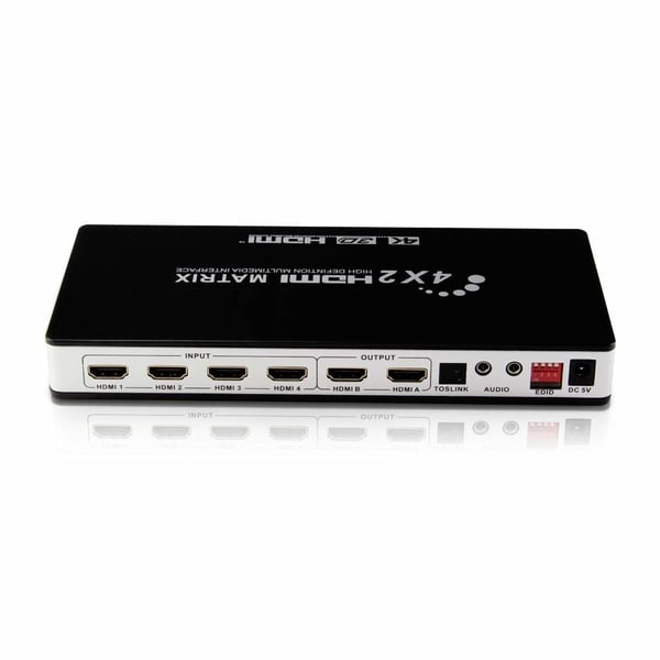 Matrisebryter HDMI 4 x 2 UHD 4K2K 3D med EDID-funksjon