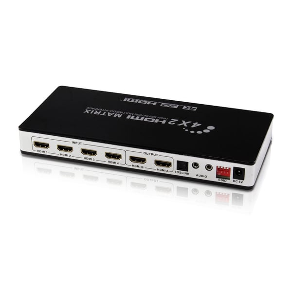 Matrisebryter HDMI 4 x 2 UHD 4K2K 3D med EDID-funksjon