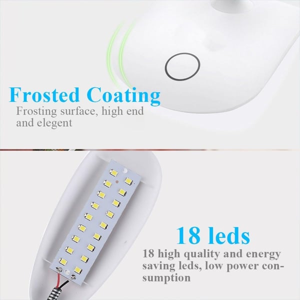 Bordlampe som kan roteres og dimmes, med USB (LED) - hvit