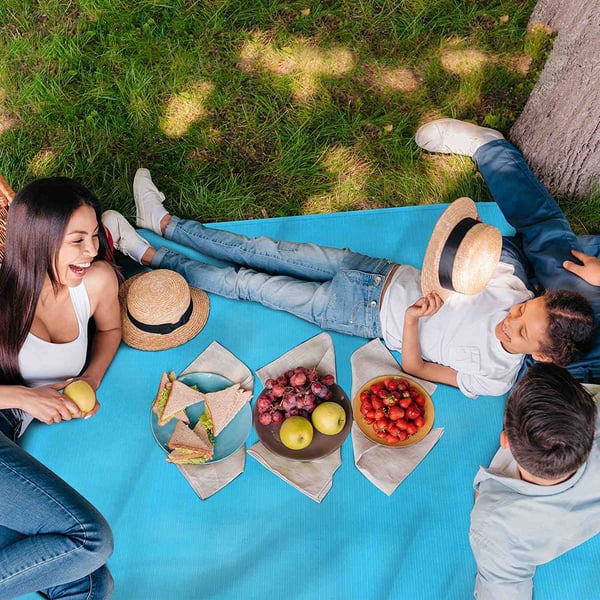 Strand/picnic tæppe - 200x200 cm - blå