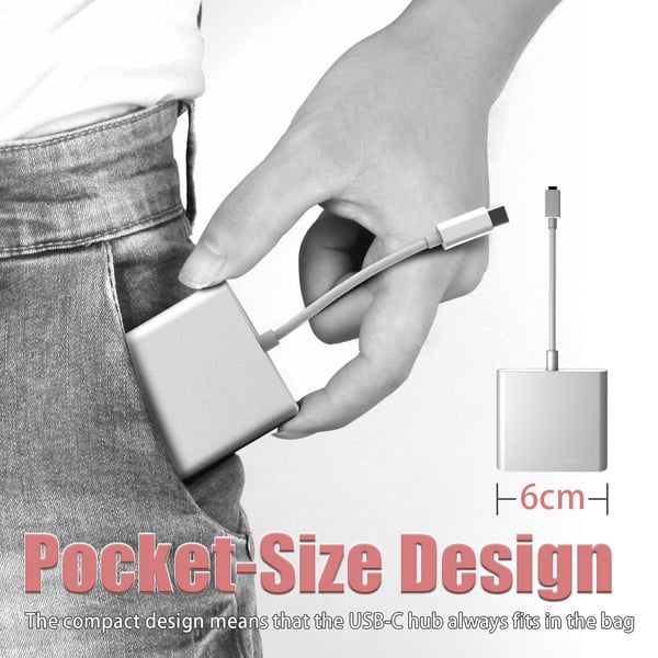 USB-C-moniporttinen sovitin USB- (PD), USB-C-, 4K HDMI -yhteensopiva