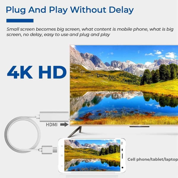 USB-C-HDMI-kaapeli 4K (2 metriä) White
