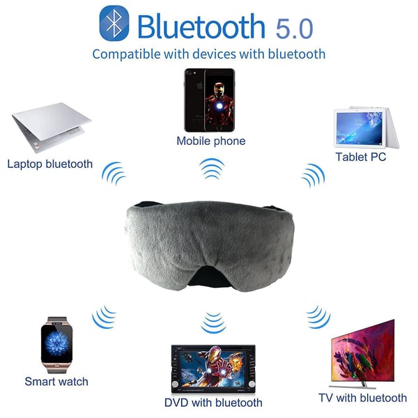 Sovemaske med høretelefoner Bluetooth 5.0 Grey