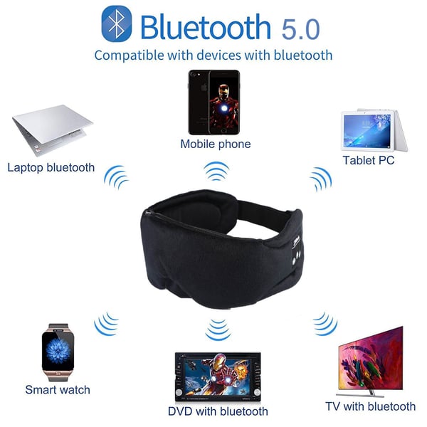 Sovemaske med høretelefoner Bluetooth 5.0 Black