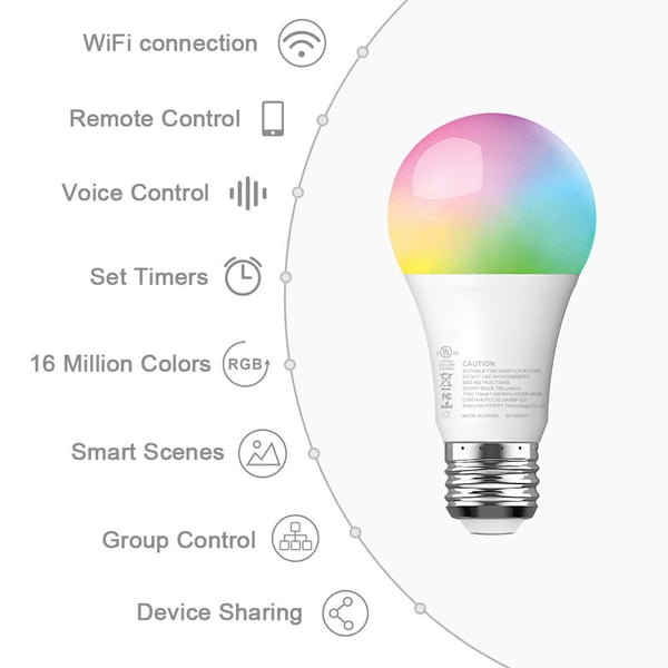 Wifi Smart LED-lampe RGB Flerfarget dimbar 7,5W E27 White