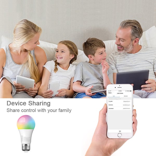 Wifi Smart LED-lampe RGB Flerfarget dimbar 7,5W E27 White