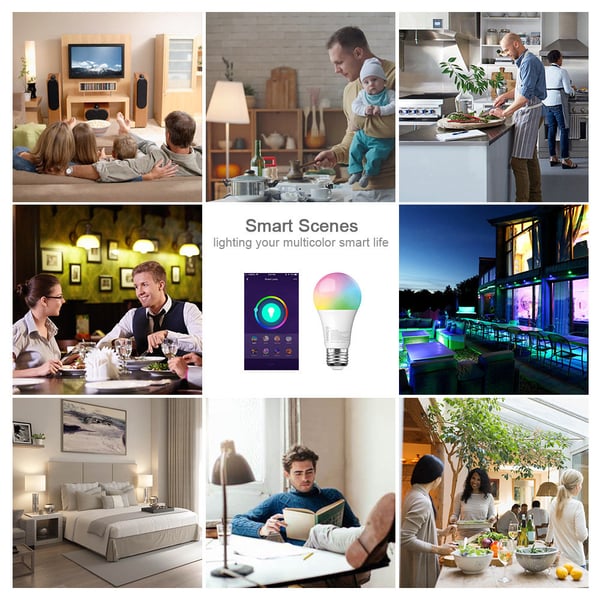 Wifi Smart LED-lampe RGB Flerfarget dimbar 7,5W E27 White
