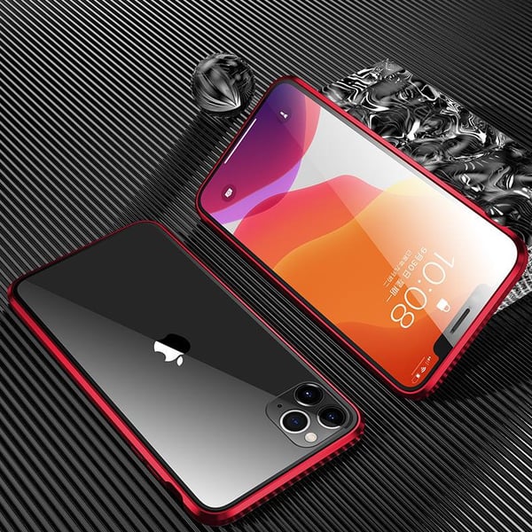Magnetisk skall med dobbeltsidig herdet glass - iPhone 11 Pro - Rød