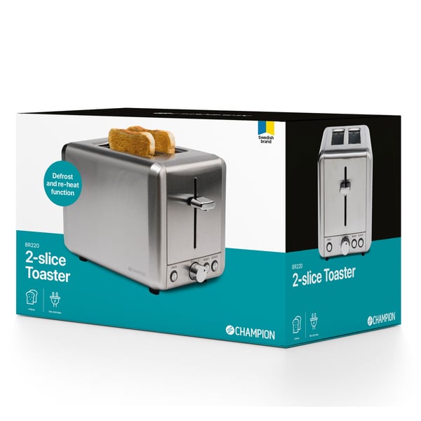Brødrister 2 skiver 925W BR220 Rustfritt stål