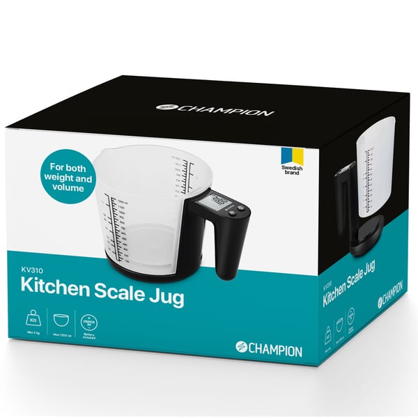 Kjøkkenvekt Målekopp 3kg 1200ml KV310 Sort