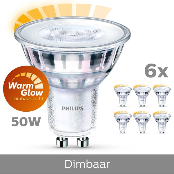 6-pakning LED GU10 50W dimbar WarmGlow