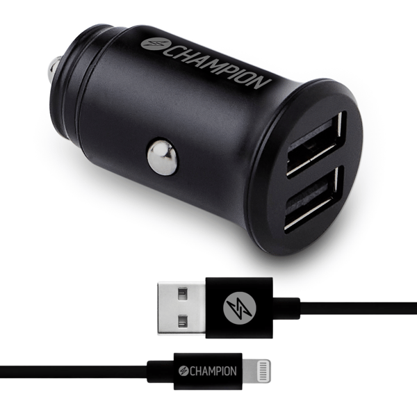 Autolaturi 24W + USB-A Lightning Cable Blackiin