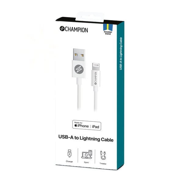 USB-A til Lightning-kabel 1m Hvit