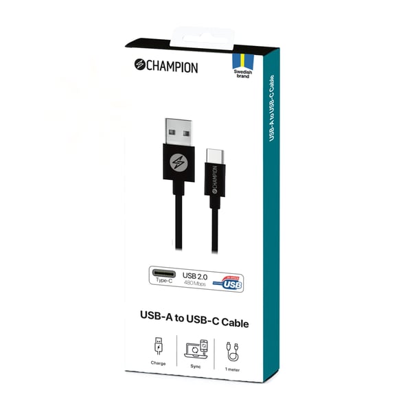 USB-A til USB-C-kabel 1m Sort