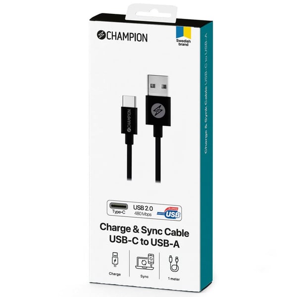 USB-A til USB-C-kabel 1m Sort