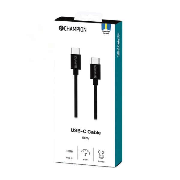 USB-C-kabel 60W 1m Sort