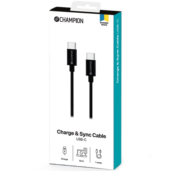USB-C-kabel 60W 1m Sort
