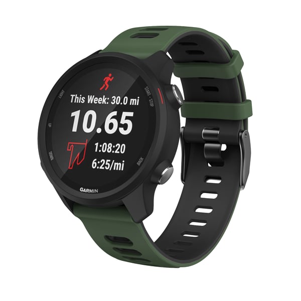 Garmin Forerunner 245 / 645 / Vivoactive / Vivomove ranneke silikoni Military Green 20 mm