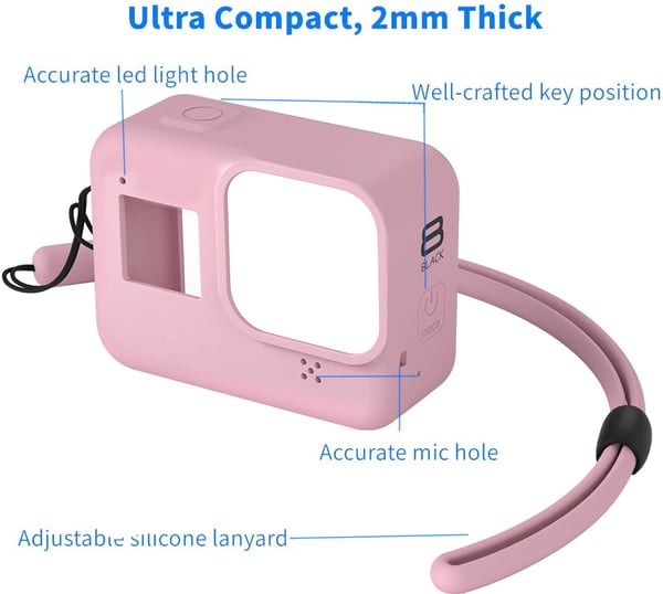 Silikonetui og tilbehør til GoPro Hero 8 Svart - rosa