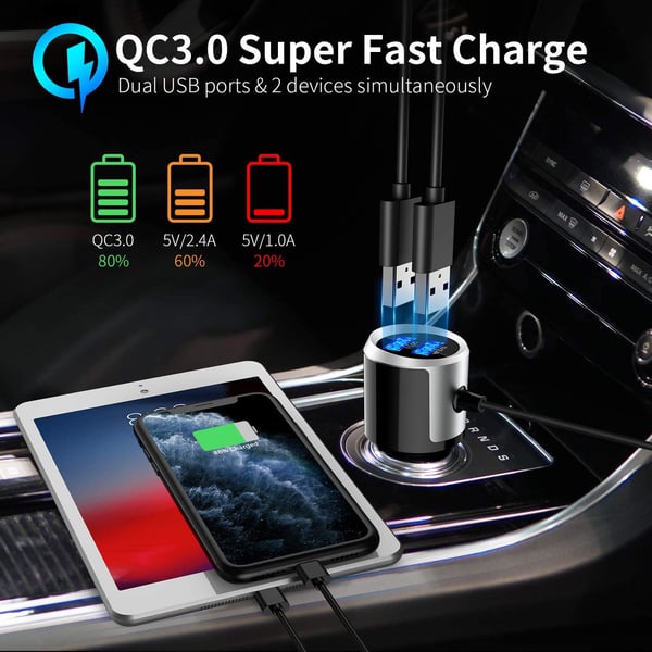 Trådløs FM-sender til bilen Bluetooth 5.0 QC3