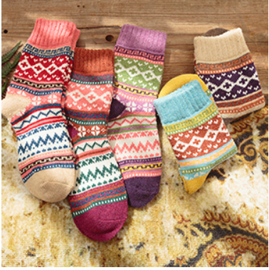 Neulotut talvisukat naisille 5kpl MultiColor Wavy L