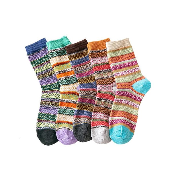 Neulotut talvisukat naisille 5kpl MultiColor Stripe L