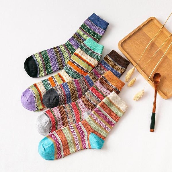 Neulotut talvisukat naisille 5kpl MultiColor Stripe L