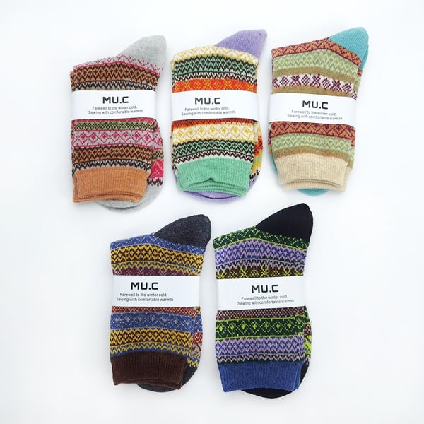 Neulotut talvisukat naisille 5kpl MultiColor Stripe L