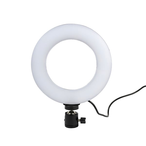 Roterbar selfie på stativ med LED-lys, 15 cm - Svart