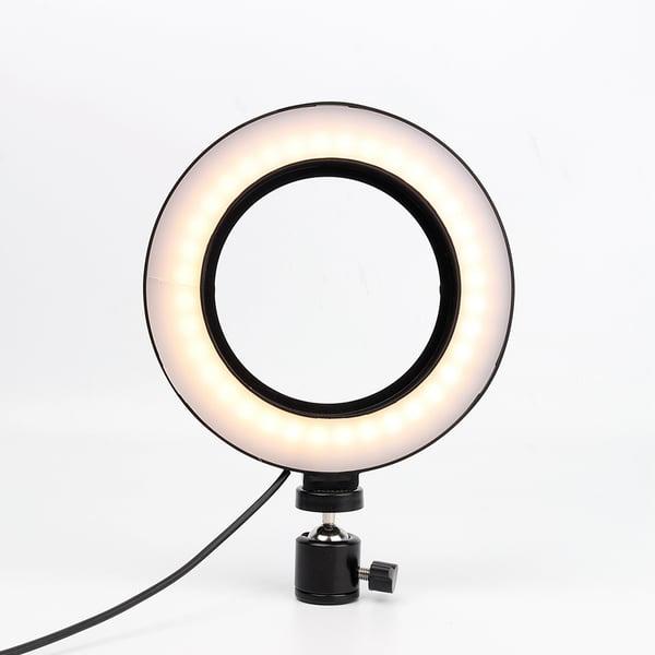 Roterbar selfie på stativ med LED-lys, 15 cm - Svart
