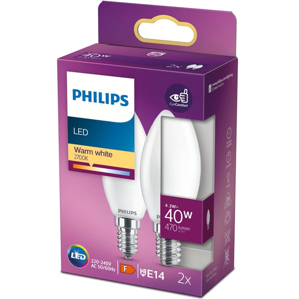 2-pak LED E14 Kron 40W Frost 470lm