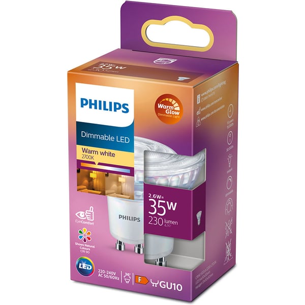 LED GU10 Spot 2,6W (35W) Dæmpbar WarmGlow 230lm
