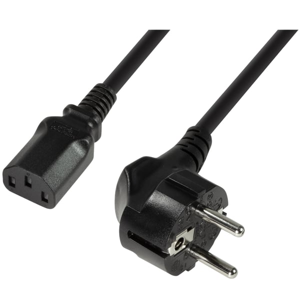 Apparatkabel CEE 7/7 90° til C13 Lige 1,8m Sort