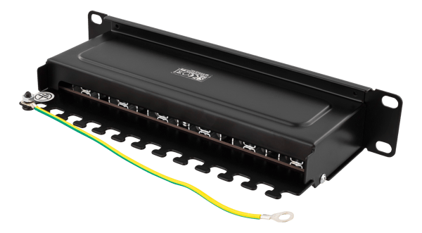 10" patch panel, 12xRJ45, Cat6a, STP, 10Gbps, metal, black