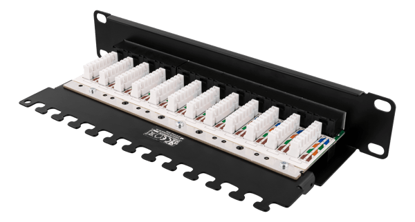 10" patch panel, 12xRJ45, Cat6, 1U, Krone LSA, unshielded