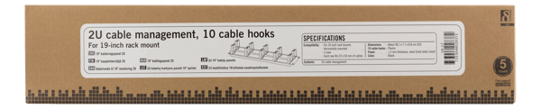 19" cable management, metal/plastic, 10 loops feedthrough