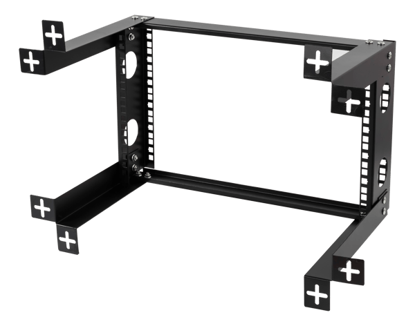 19" wall mount, 6U, 35kg load, steel, mounting kit, black