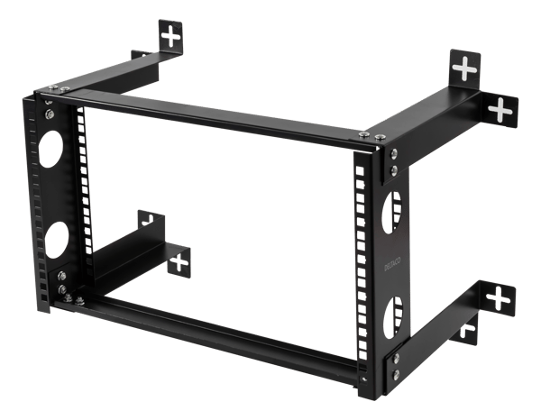 19" wall mount, 6U, 35kg load, steel, mounting kit, black