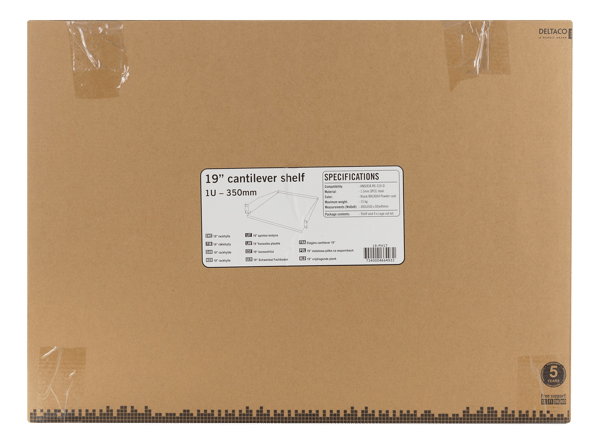 19" fixed shelf, 1U, 381mm deep, max 8kg, black