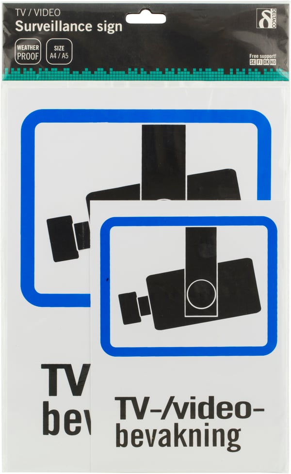 Plastic sign, TV / Video surveillance, A4 & A5 size