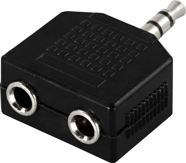 Y-adapter for audio, 1x3.5mm ma to 2x3.5mm fe
