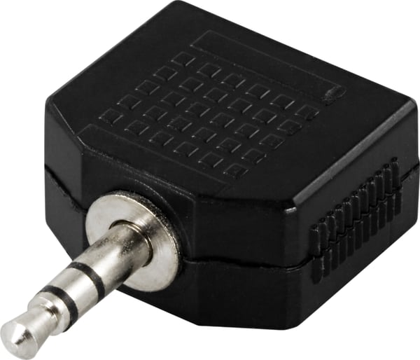 Y-adapter for audio, 1x3.5mm ma to 2x3.5mm fe Y-adapter for audio, 1x3.5mm ma to 2x3.5mm fe