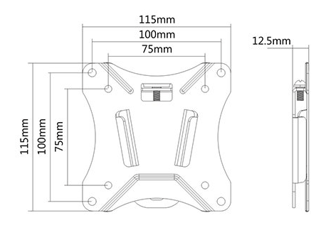 Office Compact Slim Fixed Wall Mount, 13"-27", 25 kg, black