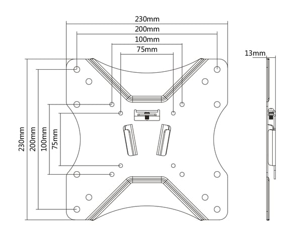 OFFICE Compact Slim Fixed Wall Mount, 23"-42", 25 kg, black