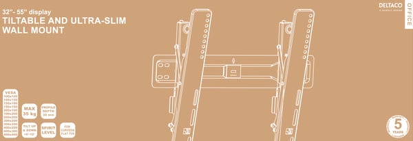 OFFICE Ultra-Slim Tilt Wall Mount, 32"-55", 35 kg, black