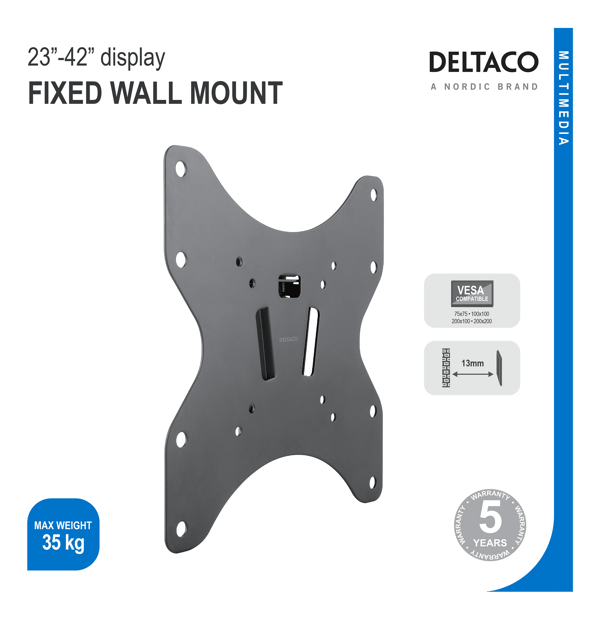 Fixed wall mount, 23-42" up to 35 kg, ultra slim, VESA, blac