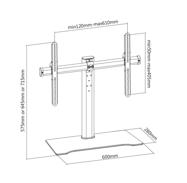 Tabletop TV stand 3255" 40 kg 3stage height adjustment VESA