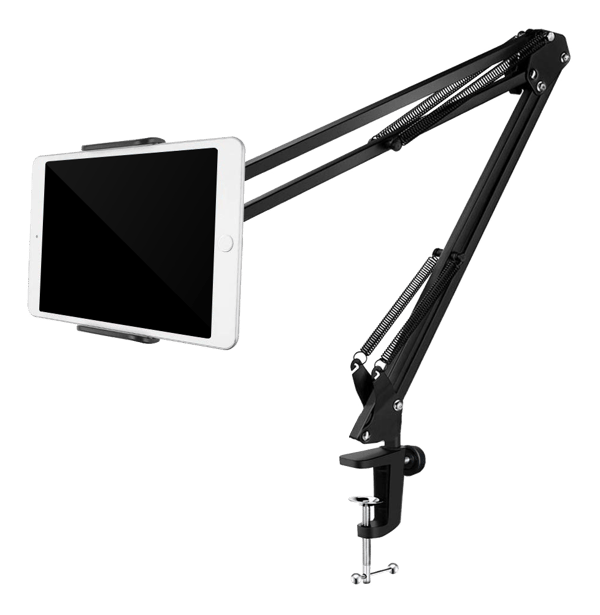 Stand for phones & tablets 4"-12.9", c-clamp, 360°, black